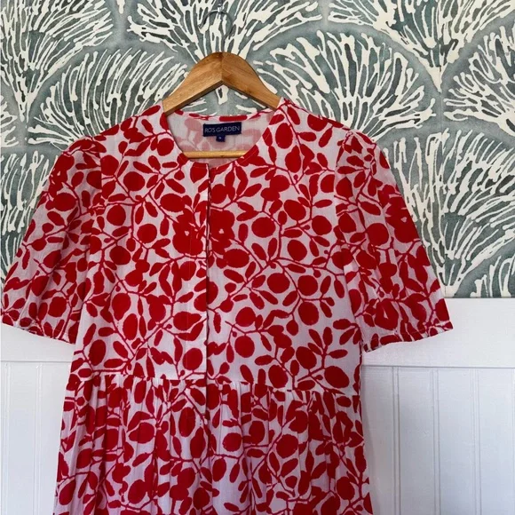 Ro's Garden Daphne Midi Dress Okari Red Floral Midi Dress in Women's Small - Picture 3 of 6